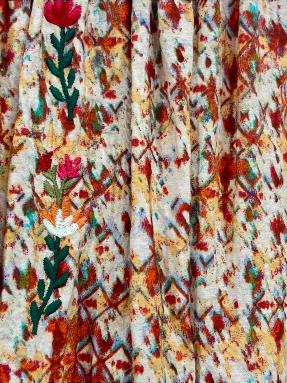 Savanna Jane Red & Cream Floral Embroidered Flutter Sleeve Blouse - Picture 3 of 5